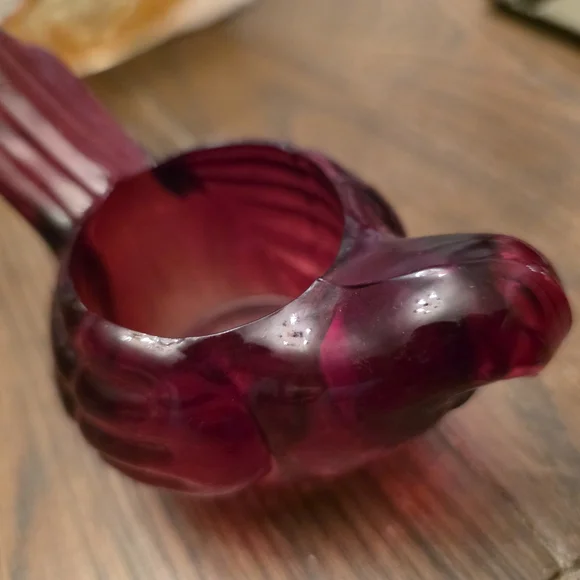 Vintage Ruby Red Glass Bird Tea Light Holder – L.E. Smith Style - Picture 2 of 4